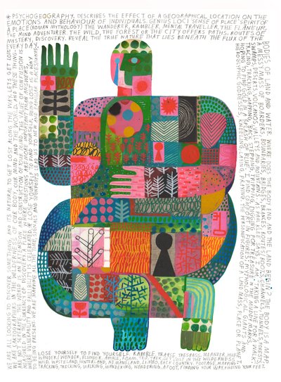 Psicogeografia, 2023 (acrílico e lápis sobre papel) de David Shillinglaw