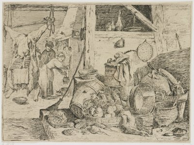 Interior da cozinha de David Teniers (II) (attributed to)