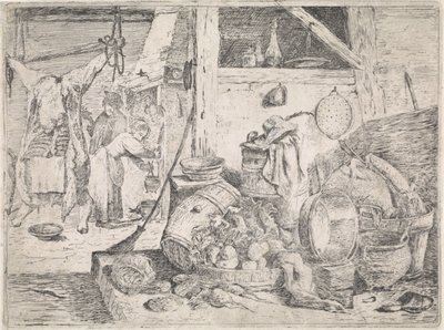 interior da cozinha de David Teniers (II) (attributed to)