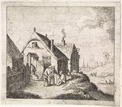 Três homens conversando em uma casa de David Teniers (II)