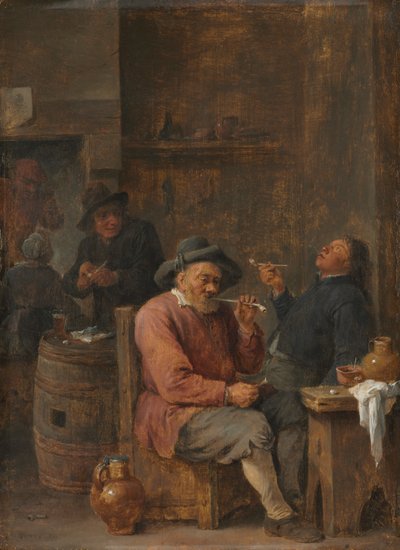 Camponeses fumando em uma pousada de David Teniers