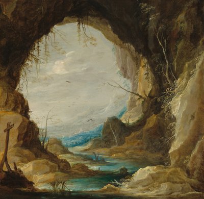 Vista de uma gruta, início da década de 1630. de David Teniers II