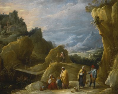 Paisagem de montanha com uma cartomante cigana de David Teniers the Younger