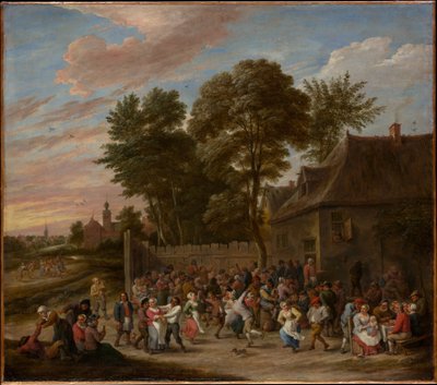 Camponeses a dançar e a festejar de David Teniers the Younger