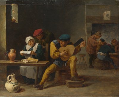 Camponeses fazendo música em uma estalagem, c. 1635 de David Teniers the Younger
