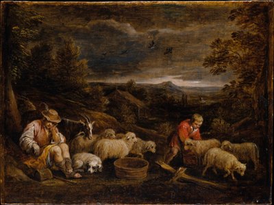 Pastores e ovelhas de David Teniers the Younger