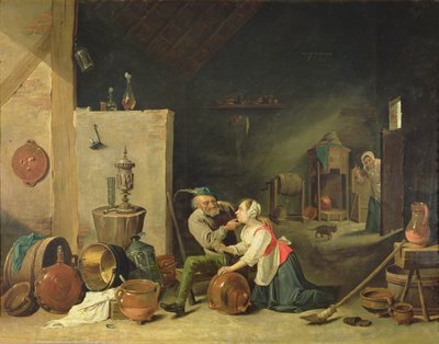 O Velho e o Servo, 1800 de David Teniers the Younger