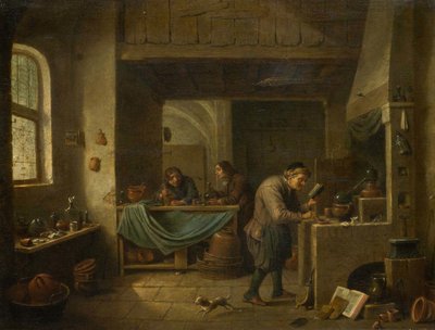 O alquimista e o seu aluno de David Teniers the Younger