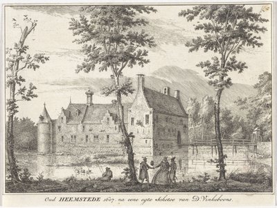 Vista da Antiga Heemstede Oud Heemstede 1607. após um esboço egte de D. Vinkeboons (título no objeto) de David Vinckboons (I)