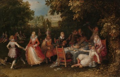 The Garden Party, c.1610 (óleo sobre painel) de David Vinckeboons