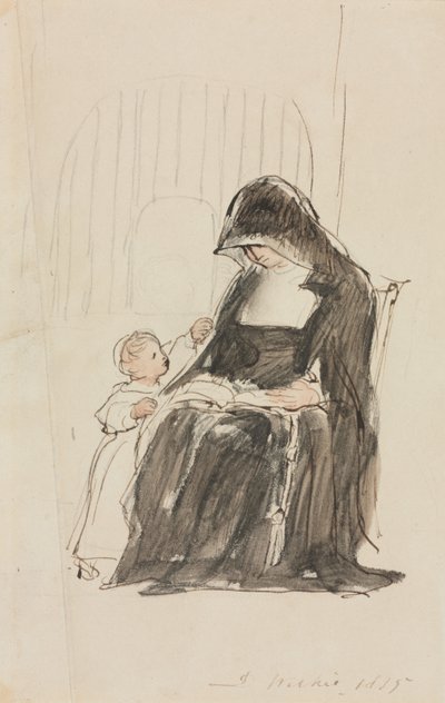 Freira lendo para uma criança de David Wilkie