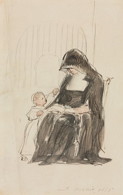 Freira lendo para uma criança, 1835. de David Wilkie