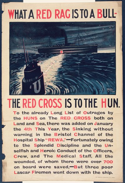 &39;Que trapo vermelho é para um touro, a Cruz Vermelha é para o Hun&39;, pôster da Primeira Guerra Mundial de David Wilson