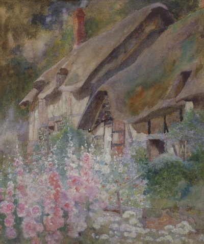 Anne Hathaways Cottage (lápis e wc aumentados com branco sobre papel) de David Woodlock