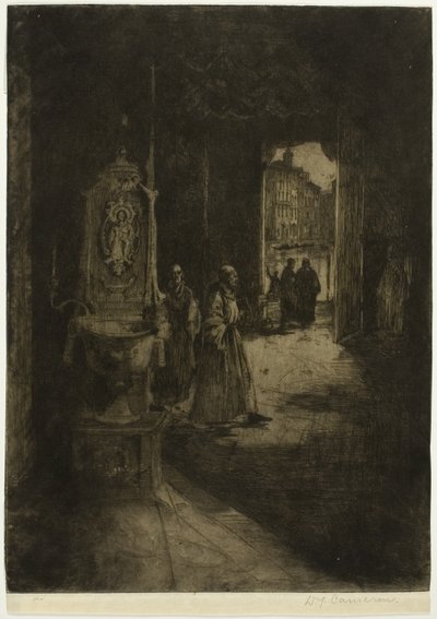 Interior da Igreja, Veneza, placa dezesseis do Conjunto Norte da Itália de David Young Cameron