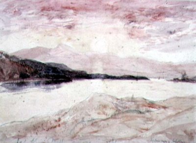 Loch Aline, Argyllshire: Vista do norte com a ilha de Mull (wc no papel) de David Young Cameron