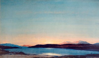 Pôr do sol, Loch Rannoch, 1923. de David Young Cameron