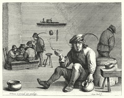 O Fumador (gravura) de David the Younger (after) Teniers