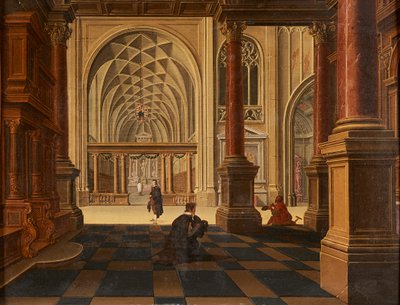 Números Conversando num Caminho, Ruínas de Castelo Além (óleo sobre painel) de David the Younger (follower of) Teniers