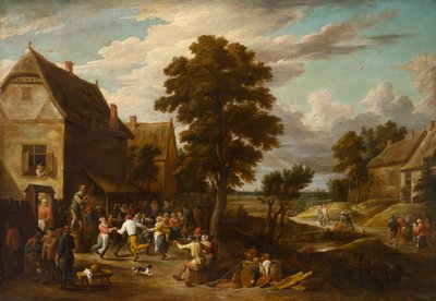 Bailarinos num Village Inn, cerca de 1660s (óleo sobre tela) de David the Younger (workshop of) Teniers