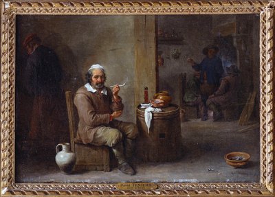 Um camponês fumando em uma estalagem de David Teniers the Younger
