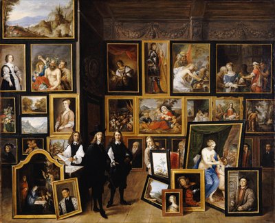 Arquiduque Leopold Wilhelm em sua Galeria de Fotos, com o artista e outras figuras de David Teniers the Younger
