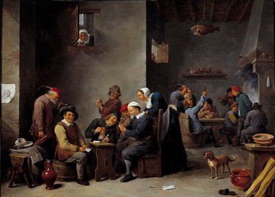 Interior do cabaré. O jogo de cartas. David Teniers II dit Le Jeune (1610 - 1690) Ec. Flam. de David Teniers the Younger