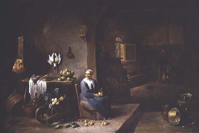 Interior, de, um, camponês, moradia de David Teniers the Younger