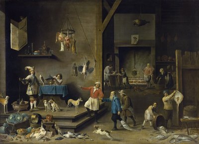 Cozinha - David Teniers, o Jovem (1610-1690). Óleo sobre tela de David Teniers the Younger