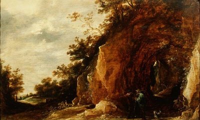 Paisagem com Viajantes (um de um par) de David Teniers the Younger