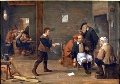 Homens aquecendo-se em frente à lareira num bistrô por David Teniers (1610 - 1690). Museo del Castello. Milão de David Teniers the Younger