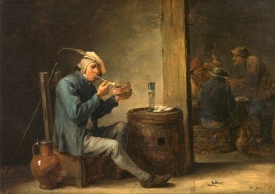 Camponês fumar em um interior de David Teniers the Younger