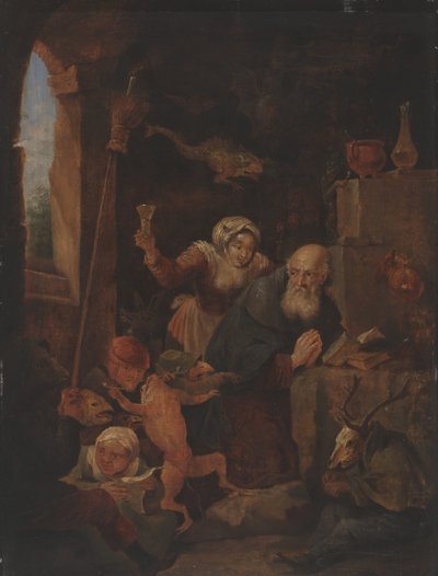 Tentação de Santo Antônio (óleo no painel) de David Teniers the Younger