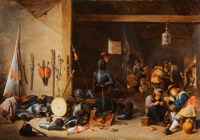 O interior de uma sala de guarda, c.1640s de David Teniers the Younger