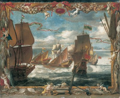 O encontro com a frota turca de David Teniers the Younger