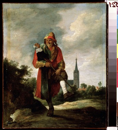 Um idiota. Pintura por David Teniers o mais novo (1610-1690). Óleo sobre tela, 35 x 29 cm, ca. 1640. Arte flamenga, arte barroca. Pushkin Museum of Fine Arts, Moscovo. de David Teniers the Younger
