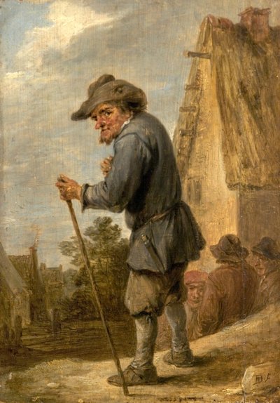 Cena da aldeia com quatro camponeses de David Teniers the Younger