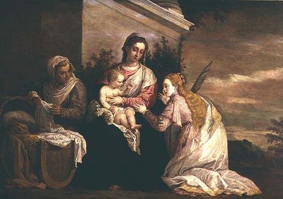Virgem e Criança com Santa Catarina de David Teniers the Younger