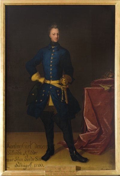 Carlos XII, roi de Suede - Retrato do Rei Carlos XII da Suécia (1682-1718), de Krafft, David, von (1655-1724). Óleo sobre tela. Dimensão : 249x165 cm. Nationalmuseum Stockholm de David von Krafft