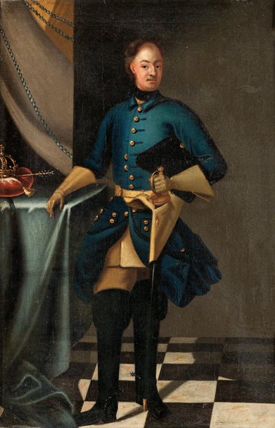 Portrait du roi Charles XII de Suede (1682-1718) - Peinture de David von Krafft (1655-1724), huile sur toile, vers 1716, 46,5x30,5 cm - Portrait of the King Charles XII of Sweden, Oil on canvas by David von Krafft - Private Collection de David von Krafft