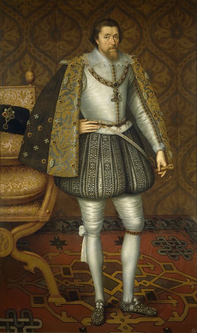 Retrato do rei James I da Inglaterra 1566-1625, c. 1605 de De Critz