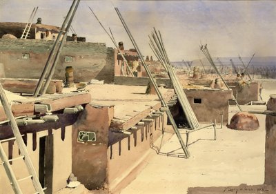 Rua no Pueblo de Zuni, Novo México, 1888. de De Lancey Gill