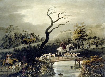 Night, Foxhunting, gravado por J.H. Clarke e F. Jeakes de Dean Snr. (after) Wolstenholme