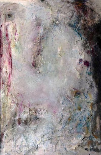 Abstrato dramático em rosa e azul de Deb Chaney