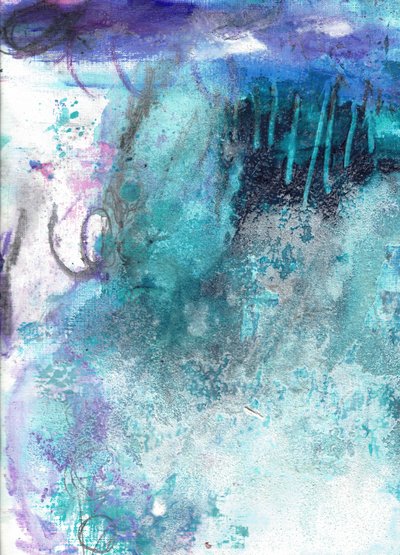 Fluxo abstrato em azul-petróleo sereno de Deb Chaney