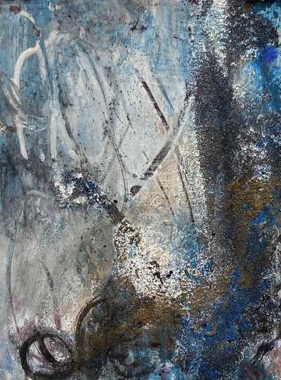 Abstrato em azul e dourado com textura de Deb Chaney
