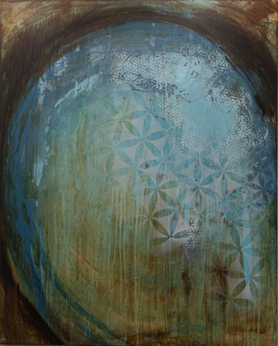 Esfera com padrão texturado em azul-petróleo de Deb Chaney