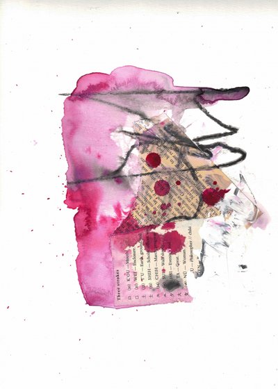 Colagem abstrata em tons de rosa vibrantes de Deb Chaney