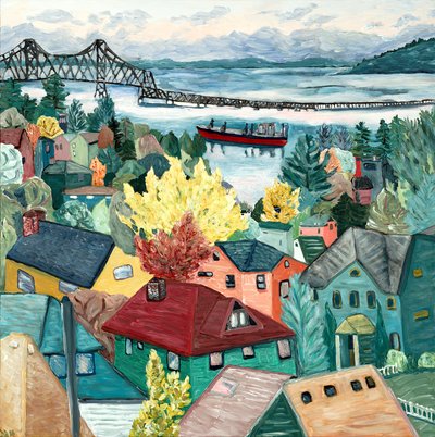 Vista de Astoria, 2015 (acrílico sobre tela) de Deborah Eve Alastra
