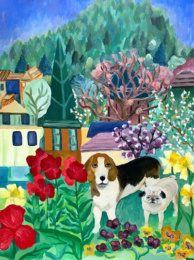 Backyard Dogs, 2013 (acrílico sobre tela) de Deborah Eve Alastra